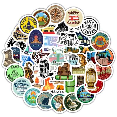 China Suitable for Adventure Soft Outdoor Scenery Wilderness Stickers Travel Camping Surfaces 50 PCS Waterproof Decal Sticker for sale