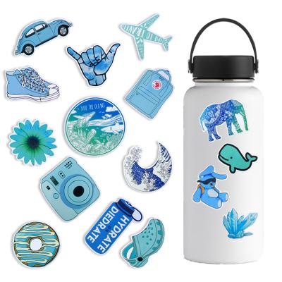 China Suitable For Soft Surfaces 50 PCS VSCO Sticker Vinyl Waterproof Cute Blue Stickers Pack For Water Bottle Hydroflask Laptop For Teen Girls for sale