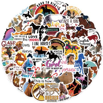 China Decorative Sticker 50 Pcs Cartoon Horse Sports Decorative Stickers For Laptop Computer Gifts for sale