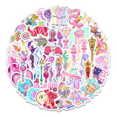 China Suitable for soft surfaces 50 Pcs Fight Like A Girl Sticker Girlpower Sticker Kingdom Crystal Stickers For Sewing Machine for sale