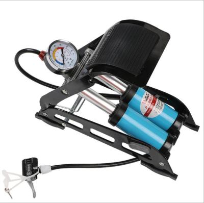 China Portable High Pressure Portable Type Car Bicycle Dual Tire Cylinder Foot Pedal Pump for sale