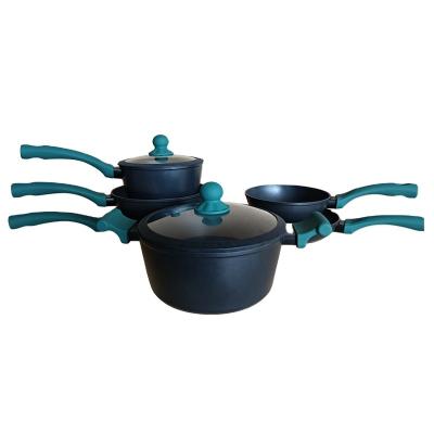 China Sustainable Aluminum Alloy cookware 4 piece set coated pot can be customized home kitchenware cookware set for sale