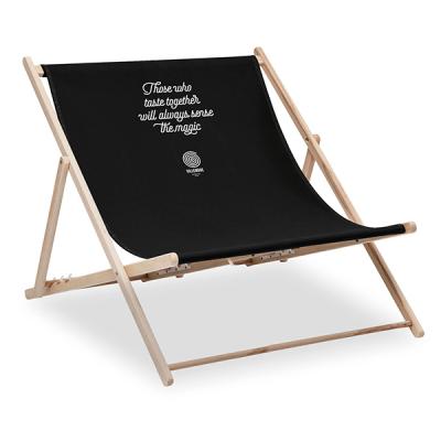 China Durable Stable Manufacturer Customized Outdoor Wooden Foldable Two People Lovers Big Double Double Lover's Huge Deck Chair for sale