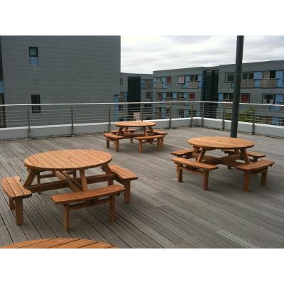 China Factory sale durable warm wood outdoor bar bench round table for sale