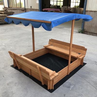 China Durable Custom Stable Outdoor Backyard Playground Garden Manufacturer Kids Wooden Sandpit With Canopy for sale