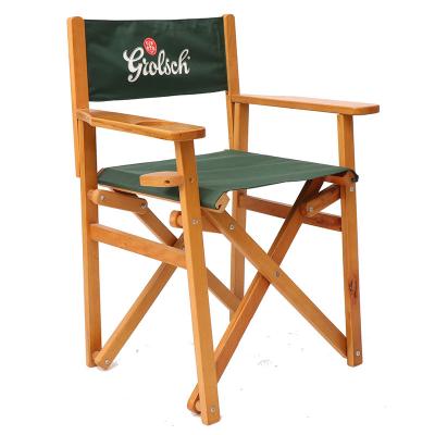 China Durable Stable Hot Sale Stella Supreme Luxury Custom Printed Canvas Walnut Teak Wood Outdoor Collapsible Folding Director Chair for sale