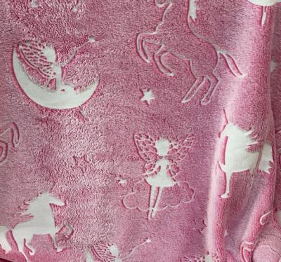 China Breathable Offset Printing Home Textile Childrens Cartoon Glow In The Dark Flannel Fabric for sale