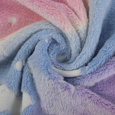 China Breathable Double Sided Unicorn Rainbow Glow In The Dark Home Textile Flannel Fabric for sale