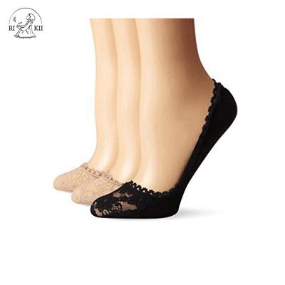 China BQ-A 141 QUICK DRY soft women ladies cushioned lace footie sock lace socks for flats for sale