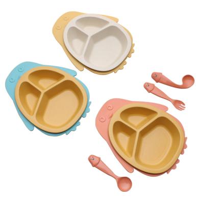 China 653341218918 Wheat Straw Children's Dinner Dish Set Cartoon Penguin Children's Flatware Set Baby Side Food Cutlery Fork Spoon Slotted Dish for sale