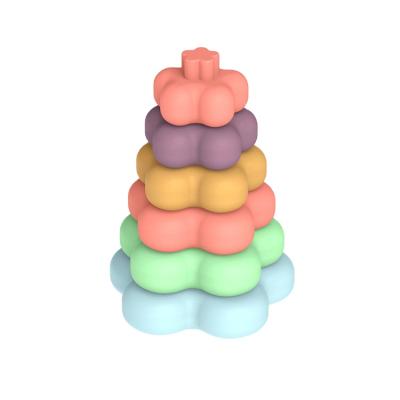 China Baby Educational Stackable Jigsaw Stacking Toy Soft Silicone Baby Toys Building Block for sale