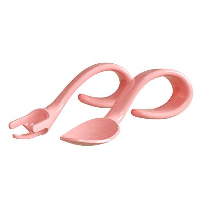 China Kids Children's Cutlery Baby Exercises Soft Silica Gel Spoon Baby Training Spoon Supplies Puree Bend Handle Twist Spoon Fork for sale