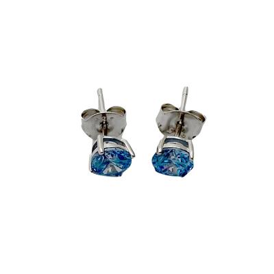 China Office/Fine Stud Jewelry Earrings Custom Career Flower 925 Sterling Silver Blue Sapphire Ear Stud Earrings for sale