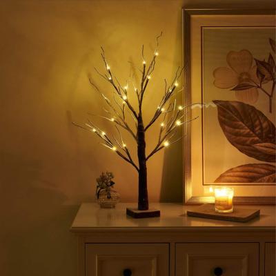 China Modern 24 LED Simulation Snow Trees Light Up DIY Artificial Fairy Tree Bonsai Tree Lamp for sale