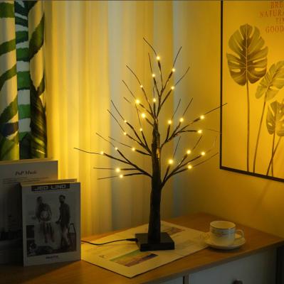 China Modern 24 LED Touch Switch Room Decoration Gifts Led Strip Night Light Black Tree Light for sale