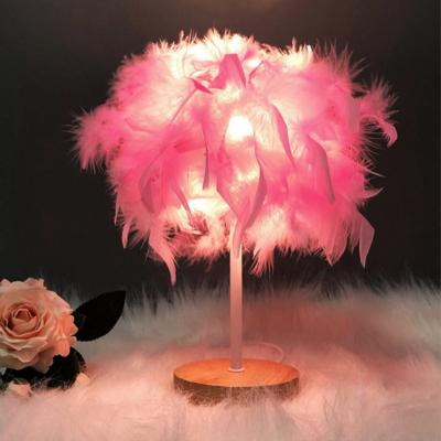 China Home Wedding Birch Tree Lights Girl's Room Bedside Feather Table Eco-Friendly Creative Fairy Tree Light for sale