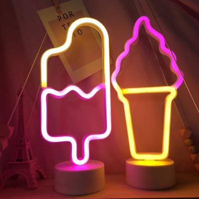 China New Residential Ice Cream Popsicle Led Battery Neon Light Dual Function Creative Gift Usb Neon Lamp for sale