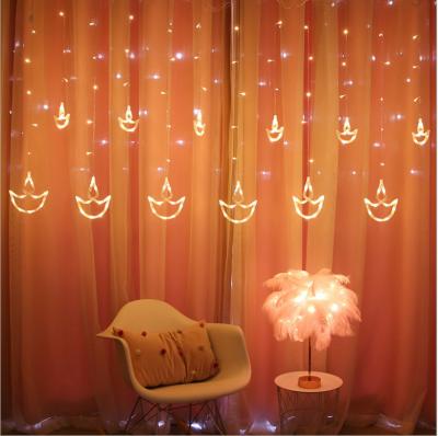 China Popular Festival Decoration Ideas Advanced Ship Shape Ramadan Curtain Lights Led Curtain Light Star for sale