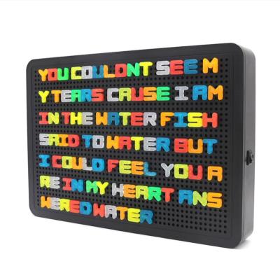 China New Modern Designed Peg Board Letter Alphabet Pixel Led Message Flashing Cinematic Light Box DIY Party for sale