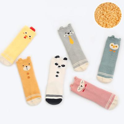 China Cotton Autumn Winter Sustainable Thick Baby Terry Socks 3D Cartoon Knee High Socks for sale