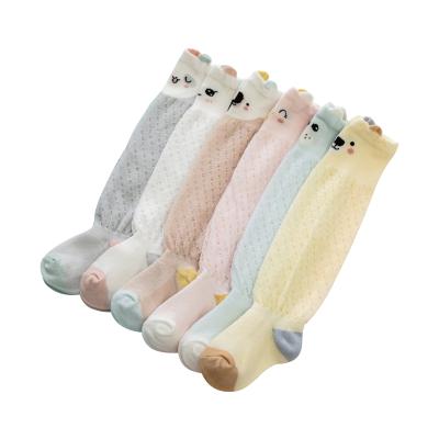 China Viable Ultra-Thin Fiberglass Hollow Out Baby Breathable Thin Anti Mosquito Knee High Cotton Summer Mesh Socks For Kids Girls for sale