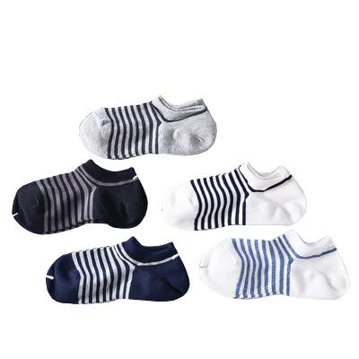 China Viable High Quality Invisible Loafer Socks Low Cut Cotton Pattern Stripe Men Ankle Socks Low Cut Socks for sale