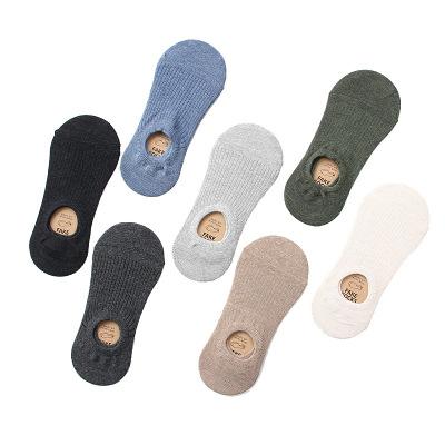 China Korean Fashion Assorted Colors Invisible Cotton Work Thin Socks Viable For Men Anti Slip Silicone Loafer Socks for sale