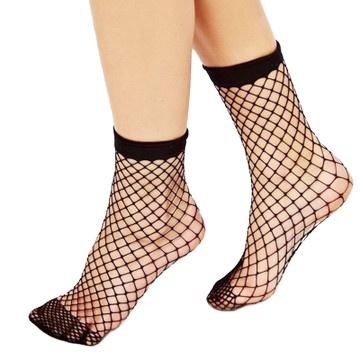 China Lady Viable Soft Black Pearl High Fashion Women Lace Up Ultrathin Transparent Nylon Mesh Medium Tube Socks Net Mesh Sock for sale