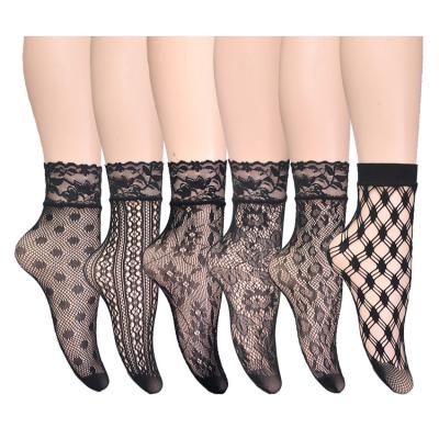 China QUICK DRY high quality sexy women's net lace up black short ankle socks for women for sale