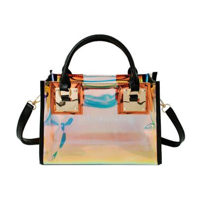 China Fashion Ladies Shoulder Messenger Bag Transparent Handbag Female Jelly Tote Bag for sale