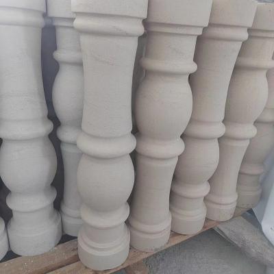 China Modern Natural portugal beige stone baluster design railing limestone baluster round hat for sale