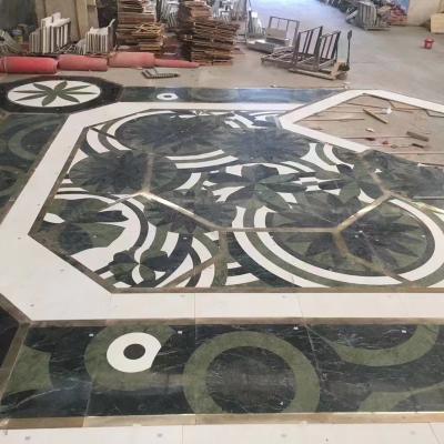 China Wholesale Modern Luxury Dark Green Marble Entrance Waterjet Medallion For Sale for sale