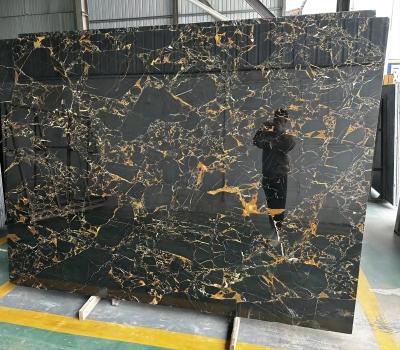 China Modern Black And Gold Marble Chinese Portoro Marble Flooring for sale