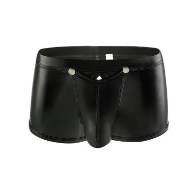 China Men's Sexy Gay Sex Gay Men's Sexy Gay Men's Open Back Boxer Trunk Separation Pouch Hot Shiny Leather Underwear for sale