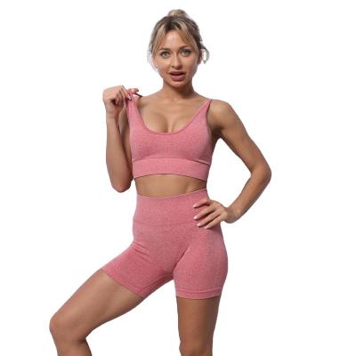 China New Design Selling Yoga Women Seamless Leggings Bra Shorts Set QUICK DRY Hot Fitness Seamless Sportswear for sale