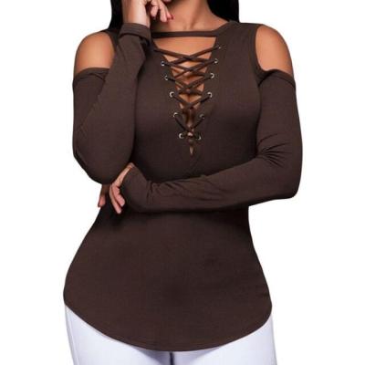 China Slim Fit Warm Off-the-Shoulder Knitting Style Women's Long Sleeve T-Shirt for sale