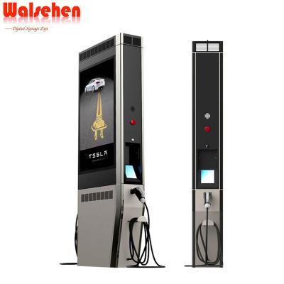 China Tesla CHAdeMO Outdoor Type - 2 Electric Vehicle Car Charging Station With LCD Advertising Display Poster for sale