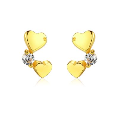 China Korean Daidan Lead Free Nickel Free 925 Sterling Silver Dainty Earrings 925 Silver Heart CZ Zirconia Heart Earrings for sale