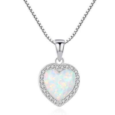 China New Arrival Necklace 925 Sterling Silver Necklace Mothers Day Bling CLASSIC Heart Zirconia Pave Necklaces for sale