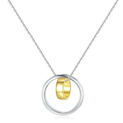 China Tone Chain Two Circles Popular Nickel Free Lead Free Daidan Necklaces Women Jewelry Valentines Two Gold and Silver Necklace for sale