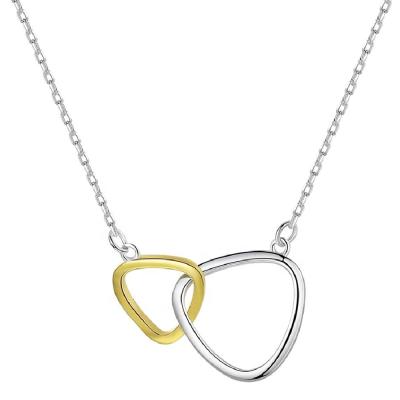 China Daidan Lead Free Nickel Free Necklaces Silver Geometric Two Tone Interlocking Circle Double Ring Mother Daughter Necklace for sale