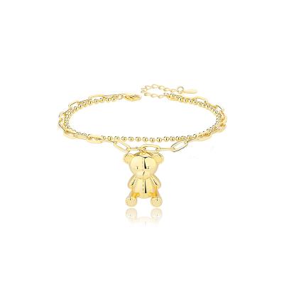 China Daidan Bangle Silver 925 Ball Layer Lead Free Nickel Free Chain Cute Multi Gold Plated Bear Bracelet for sale