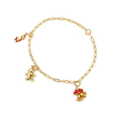 China Daidan Gingerbread Bell Sterling Silver 18K Diy Nickel Free Epoxy Red Gold Plated Bangle Rectangle Christmas Necklace for sale