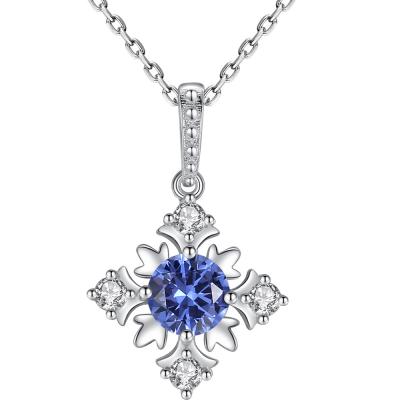 China Sterling Silver Ladies Silver Zirconia Lead Free Nickel Free Pendant Necklaces Daidan Snowflake Bridal Wedding Necklace for sale