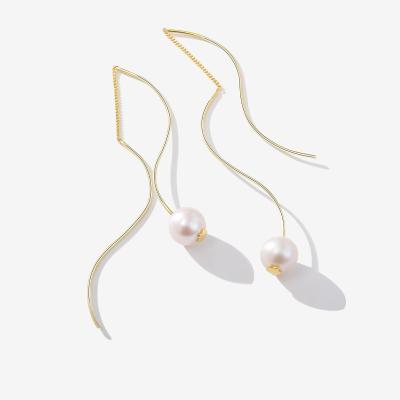 China Daidan Lead Free Nickel Free Earrings Silver 925 Needle And Thread Genuine Pearl Long Dangle Tassel Earrings for sale