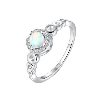 China FASHIONABLE Index Ring Hollow Opal Ring Sterling Silver Zircon 925 Round Pave Ring for sale