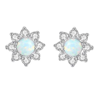 China 2021 925 Sterling Earring Zircon Sunflower Gold and Silver TRENDY Lotus Opal Korean Earrings for sale