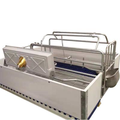 China European hot dip galvanized pig farm equipment crate forrowing cage with plastic/steel trigone/polymer composite slatted floor for sale