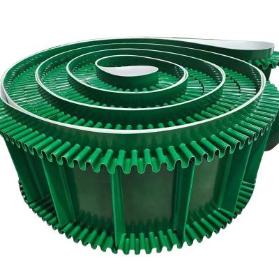 China Oil Resistant Green PolyVynil Chloride (PVC) Conveyor Belts With Cleat And Sidewall for sale