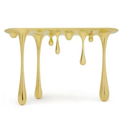 China Factory Direct Adjustable Light Stainless Steel Console Table Living Room Furniture Modern Luxury Water Drop Shaped Table (Size) for sale